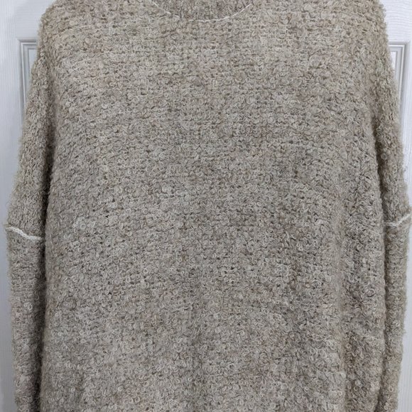 Free People Tan Beige Boucle Alpaca Blend Oversized Snap-Front Sweater - size XS - Picture 9 of 15